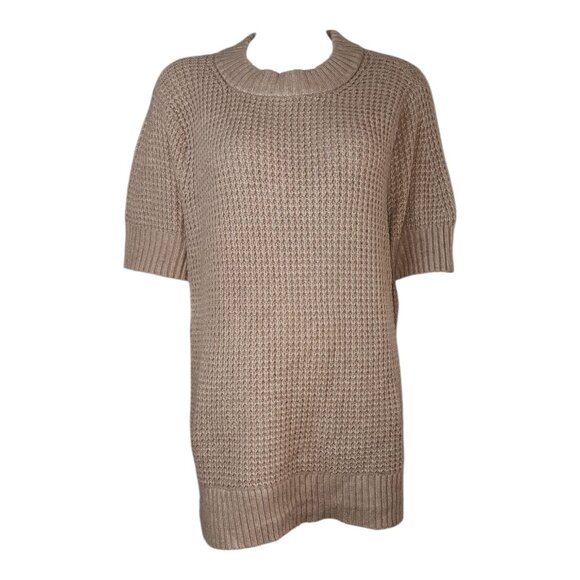 Torrid Sweater Womens Plus Size 3 Chunky Pullover Tan Neutral Short Sleeve - Picture 2 of 9